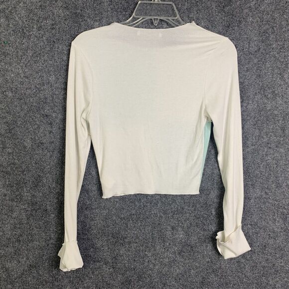 Gab & Kate Ribbed Knit Crop Top Block Color Long Sleeve Women Small - Picture 7 of 10